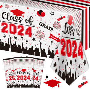 Graduation Decorations Class Of 2024 Tablecloth 3 Pcs Plastic Congrats Grad Table Cloth Graduation Table Cover For Graduation