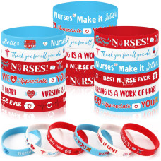 Junebrushs 42Pcs Thank You Nurse Party Favors Silicone Bracelets Graduate Inspirational Rubber Wristbands Accessories For Nurse