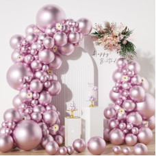 Light Purple Balloons In Different Sizes 5 10 12 18Inch134Pcs Metallic Chrome Light Purple Balloons For Garland Arch