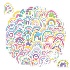 100Pcs Boho Rainbow Stickers For Kids Waterproof Vinyl Candy Color Stickers For Water Bottle Scrapbook Laptop Skateboard Compute