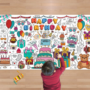 Ohome Birthday Giant Coloring Tablecloth Birthday Decorations Arts And Crafts For Kids Ages 812 Kids Crafts For 4 5 6 7 8 9