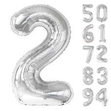 Silver 2 Balloon Number Balloonss 40 Inch 2Nd Balloon Number Birthday Decorations Two Second Birthday Party Supplies Number