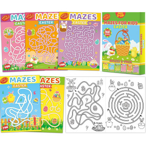 Wiooffen 168 Pages Easter Maze Books For Kids Ages 38 6Pack 6 Beginner Level Kids Activity Books Busy Books Easter Basket St