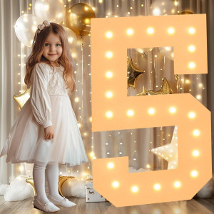 Loboom 3Ft Light Up Numbers White Giant Marquee Number Mosaic Number For 5Th 15Th 50Th Birthday Backdrop Anniversary Decoration