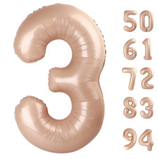 Light Brown 3 Balloon Tan Number Balloons 40 Inch Beige 3Rd Birthday Decorations For Kids Girls Boys Men Women Sandy Brown Pa