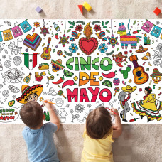 Ohome Fiesta Giant Coloring Postertablecloth Fiesta Party Decorations 30 X 72 Inches Jumbo Coloring Banner Kids Crafts Game