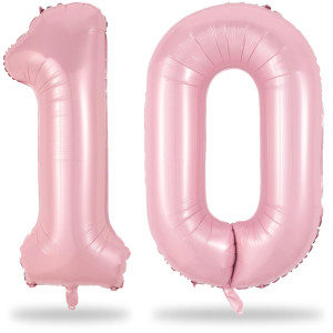 Pastel Pink 10 Balloons Number 40 Inch Foil Number 1 0 Balloons For 10 Year Old Birthday Decorations Large Self Inflating My