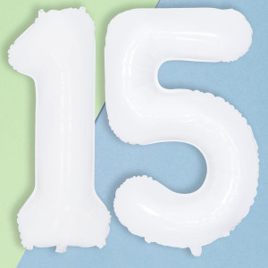 Number 15 Balloons White Giant Number 1 5 Helium Foil Balloon For Girls 15Th Birthday Decor 40 Inch Self Inflating Mylar 15