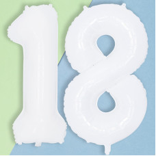 White 18 Foil Balloon 40 Inch Helium Number 1 8 Balloon For 18 Year Old Birthday Decorations Large Self Inflating Mylar Numb