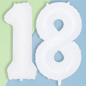 White 18 Foil Balloon 40 Inch Helium Number 1 8 Balloon For 18 Year Old Birthday Decorations Large Self Inflating Mylar Numb