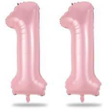 11 Balloon Number Birthday Giant Light Pink Number 1 1 Helium Foil Balloon For Girls 11Th Birthday Pastel Pink 40 Self Inf