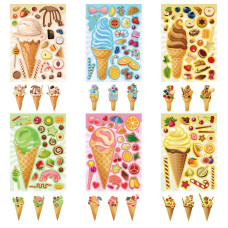 24 Sheets Ice Cream Stickers Makeaface Stickers For Kids Toddlers Make Your Own Mix And Match Stickers Diy Summer Ice Cream