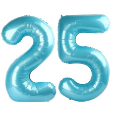 Pearlescent Blue Number 25 Balloon 40 Inch 25 Number Balloons 25Th Birthday Decorations 25 Year Old Women Men Pearlescent Blu