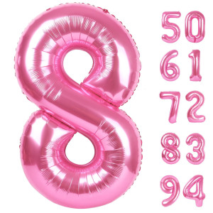 Pink 8 Balloon Number Balloons 40 Inch 8Th Birthday Decorations For Girls Birthday Balloons Pink Party Supplies Number 8 Ba