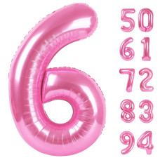 Pink 6 Balloon Number Balloons 40 Inch 6Th Balloons For Birthday Decorations Pink Party Supplies 6 Birthday Balloon Number 6