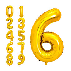 Pigetale Gold Number 6 Balloon 40 Inch 6Th Birthday Balloon Digit Helium Balloons 09 For Boy Girl 16 26 60 61 65 Foil Mylar B