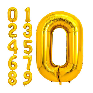 Pigetale 40 Inch Gold Large Numbers Balloons 09 Big Size Giant Jumbo Number 0 Digit Foil Mylar Helium Balloons For Women Girls