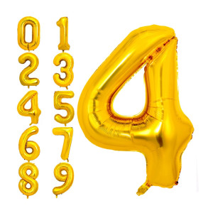 Pigetale 40 Inch Gold Large Numbers Balloons 09 Giant Jumbo Number 4 Digit 4 Helium Balloons Big Foil Mylar Number Balloons Fo