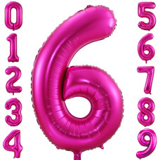 6 Balloon Number Hot Pink 6 Birthday Balloon 40 Inch Foil Mylar Large 6 Balloon Numbers For Birthday Party Anniversary Festival