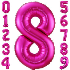 8 Balloon Number Hot Pink 8 Birthday Balloon 40 Inch Foil Mylar Large 8 Balloon Numbers For Birthday Party Anniversary Festival