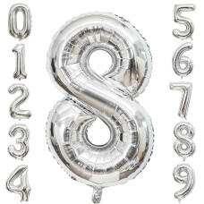 8 Number Balloons Silver 8 Balloons Number 40 Inch Number 8 Foil Mylar Balloons For 8 Birthday Anniversary Events Party