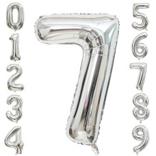 7 Number Balloons Silver 7 Balloons Number 40 Inch Number 7 Foil Mylar Balloons For 7 Birthday Anniversary Events Party