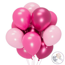 Pink Balloons 100Pcs 12Inch Metallic Pink Balloon Hot Pink Latex Balloons Baby Pink Balloons And Dark Magenta Pink Balloons For