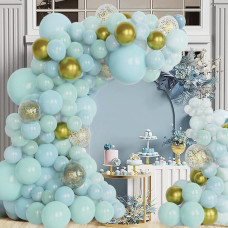 Pastel Balloons Arch Garland Kit Pastel Green Blue Confetti Metallic Gold Balloons Decorations For Baby Shower Bridal Shower