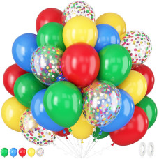 Red Yellow Blue Balloons 12 Inch Carnival Circus Balloon Matte Blue Yellow Red Green Balloons With Colourful Confetti Balloons