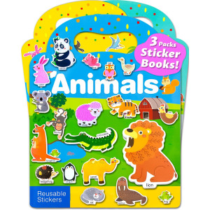 Walenced Puffy Reusable Sticker Book For Toddlers 24 Years 3 Sets Stickers For Kids Toddler Sticker Book Ages 13 96 Pcs Tod