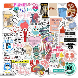 100Pcs Doctor Stickers Medical Equipment Stickers Aesthetic Decals Vinyl Waterproof Doctor Appreciation Gifts Stickers For Wate