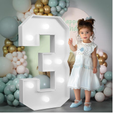 Imprsv Lightup Numbers 3Rd Birthday Decorations Large 3Ft Marquee Number 3 30Th Birthday Women Men Three Year Old Birthday Dec