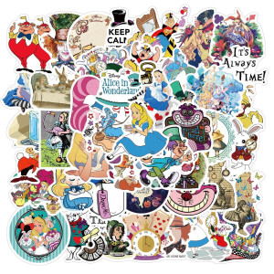 50Pcs Alice In Wonderland Stickers For Kids Cartoon Theme Stickers Vinyl Waterproof Stickers For Adults Funny Decals Stickers