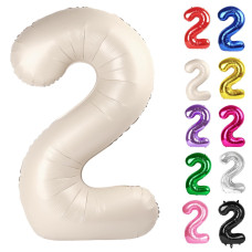 Cream Number 2 Balloon 40 Inch 2 Balloon Number 2Nd Birthday Decorations For Baby Girls Boys Toddlers