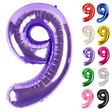 Purple Number 9 Balloon 40 Inch 9 Balloon Number 9Th Birthday Decorations Purple Party Supplies For Boys Girls