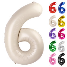 Cream Number 6 Balloon 40 Inch 6 Balloon Number 6Th Birthday Decorations Cream Party Supplies For Boys Girls