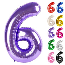 Purple Number 6 Balloon 40 Inch 6 Balloon Number 6Th Birthday Decorations Purple Party Supplies For Boys Girls