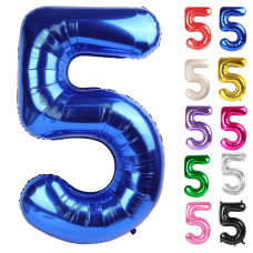 Metallic Blue Number 5 Balloon 40 Inch 5 Balloon Number 5Th Birthday Decorations Navy Blue Party Supplies For Boys Girls