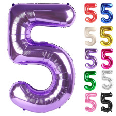 Purple Number 5 Balloon 40 Inch 5 Balloon Number 5Th Birthday Decorations Purple Party Supplies For Boys Girls