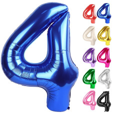 Metallic Blue Number 4 Balloon 40 Inch 4 Balloon Number 4Th Birthday Decorations Navy Blue Party Supplies For Boys Girls