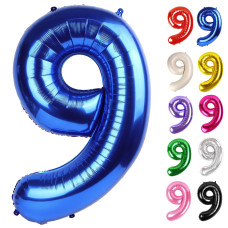 Metallic Blue Number 9 Balloon 40 Inch 9 Balloon Number 9Th Birthday Decorations Navy Blue Party Supplies For Boys Girls