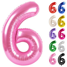 Pink Number 6 Balloon 40 Inch 6 Balloon Number 6Th Birthday Decorations Pink Party Supplies For Boys Girls