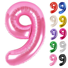 Pink Number 9 Balloon 40 Inch 9 Balloon Number 9Th Birthday Decorations Pink Party Supplies For Boys Girls