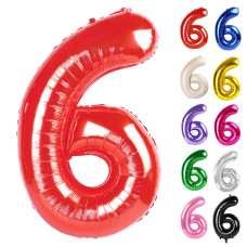 Red Number 6 Balloon 40 Inch 6 Balloon Number 6Th Birthday Decorations Red Party Supplies For Boys Girls