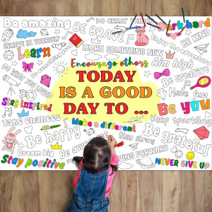 Naozinebi Today Is A Good Day Coloring Poster For Kids Giant Coloring Poster Large Positive Affirmation Coloring Tablecloth Jumb