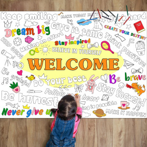 Naozinebi Welcome Coloring Poster For Kids Giant Coloring Poster Large Positive Affirmation Inspirational Coloring Tablecloth Ju