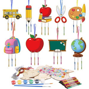 Fennoral 9 Pack Back To School Wind Chime Kit For Kids Make You Own Wind Chime Hanging Ornaments Diy Paint Back To School Craft