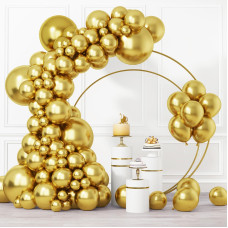 Rubfac 105Pcs Metallic Gold Balloons Chrome Gold Balloon Different Sizes 18 12 10 5 Inch Gold Latex Balloons For Garland Arch Ha