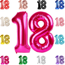 18 Balloon Number Hot Pink Number 18Th Birthday Balloons 40 Inch 18 Years Old Hot Pink Birthday Decorations For Boys Girls 18