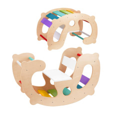 Oook 2 In 1 Rainbow Climbing Toys Pikler Montessori Climbing Set Wooden Rocking Horse Toy Children Indoor Outdoor Play Gym L